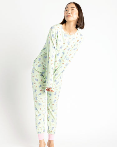 Pastel Green Whale Print Long Pyjama Set